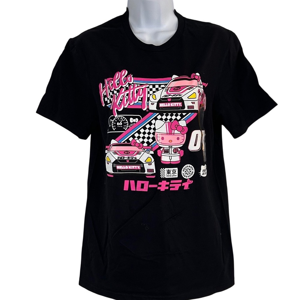 NWT Sanrio Hello Kitty S Tokyo Speed Racing Graphic T-Shirt Black JDM Drift Car